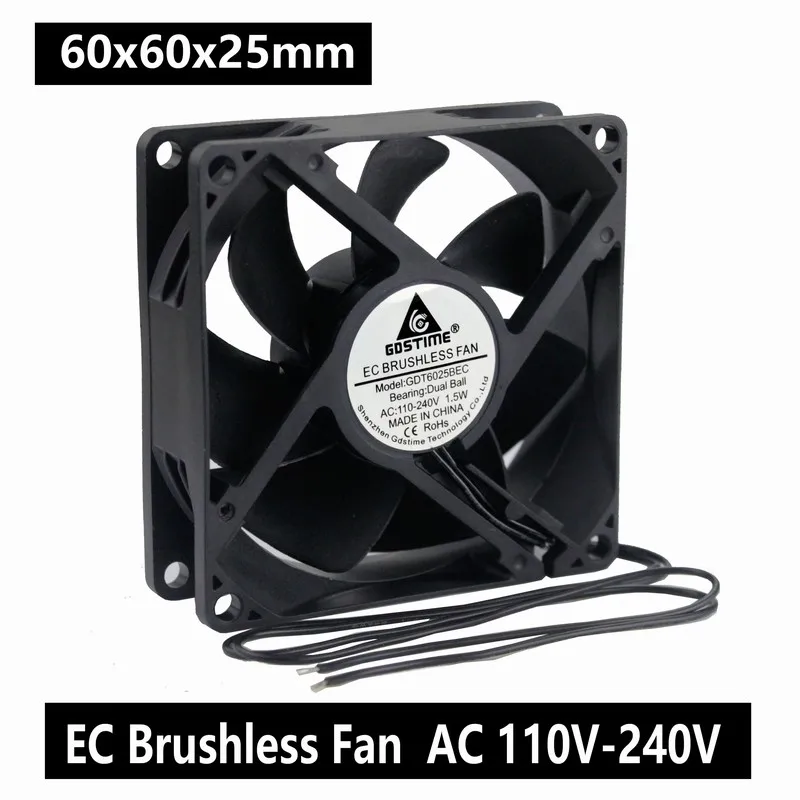 1 шт. Gdstime шар 60 мм EC Вентилятор 60x25 6 см AC 110 в 115 120 220 240 вентилятор 5 Вт осевой