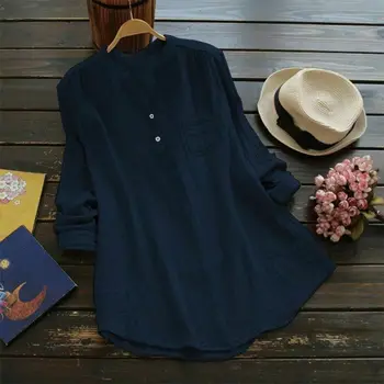 

Women Retro V Neck Long Sleeve Casual Loose Baggy Tunic Tops Blouse Plus Size