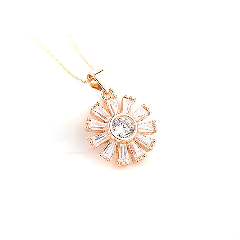 

925 Sterling Silver Women Pendant Cubic Zirconia Brilliant Pendant Engagement Wedding Party Fine Jewelry Rose Gold Color