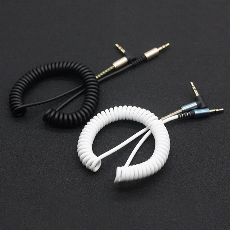 

New Spiral Durable Strong 3.5mm Jack To Jack Audio Headphone High Quality Optional Color Aux Coiled Auxiliary Cable Blue#268469