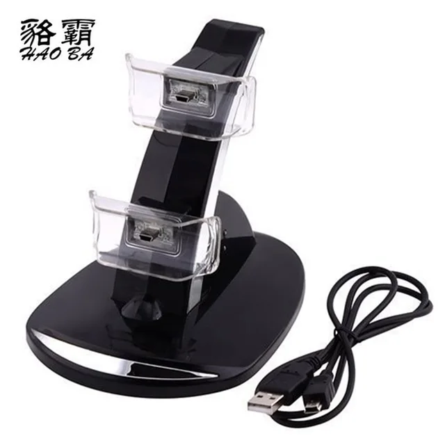 Best Price HAOBA LED Dual USB Charging Charger Dock Stand Cradle Docking Station for  Playstation 3 PS3 Game Gaming Console Controller