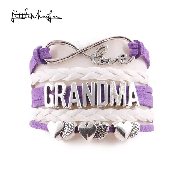 Little Minglou 4 Colors Infinity Love Grandma Bracelet Heart Charm Little Minglou 4 Colors Infinity Love Grandma Bracelet Heart Charm Leather Bracelets Bangles For Women