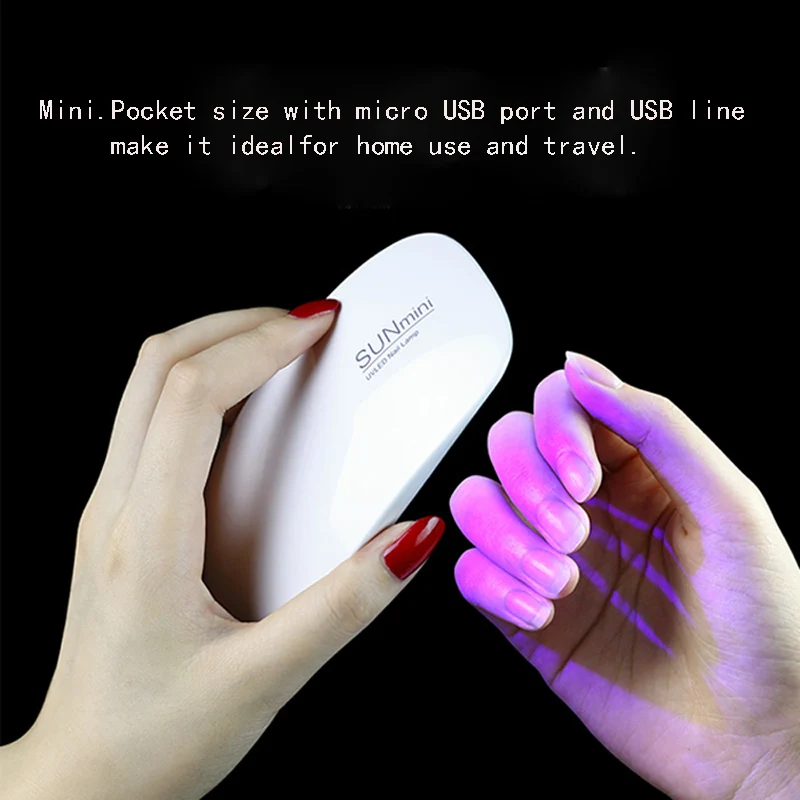 Портативная лампа для сушки ногтей с зарядкой от USB, 6 Вт, гелевая Сушилка для ногтей, 30 s, 60 s, светодиодный светильник с таймером, быстрая сушка ногтей, гель-Маникюр для дизайна ногтей