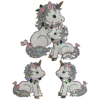 

21cm Large Unicorn Sequin Patches Sew on Fashion Clothes Applique DIY Clothing Decoration Sequins Patches for Cloth