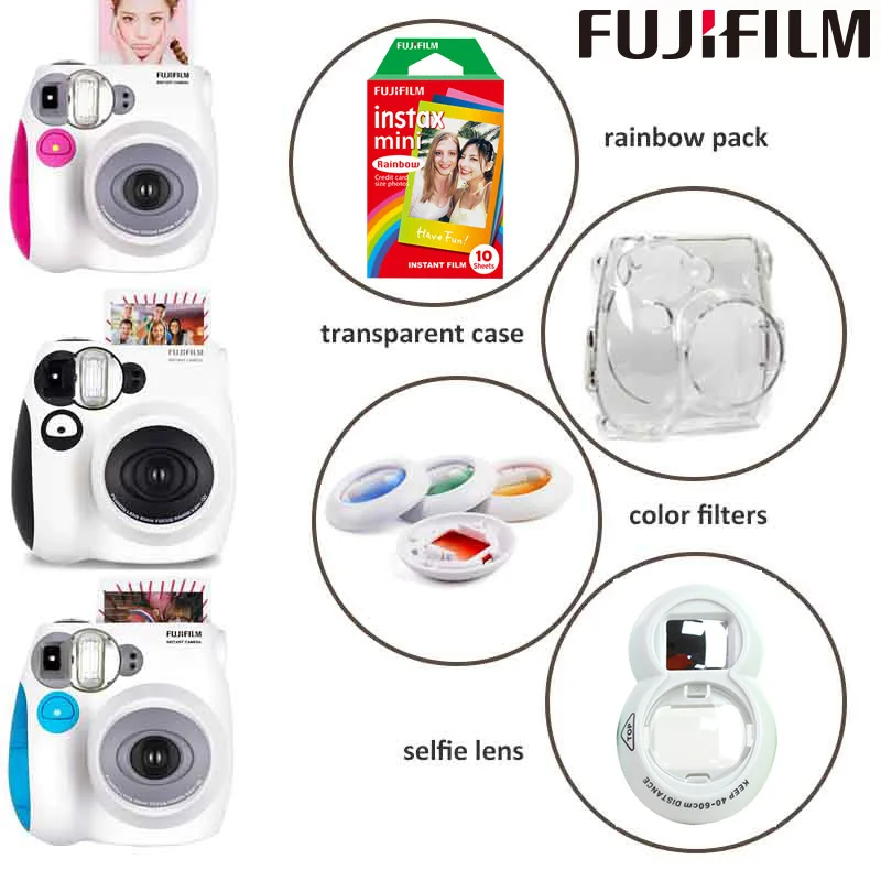 Оригинальные Fuji Fujifilm Instax Mini 7s мгновенные камеры и с монохромной мини пленкой