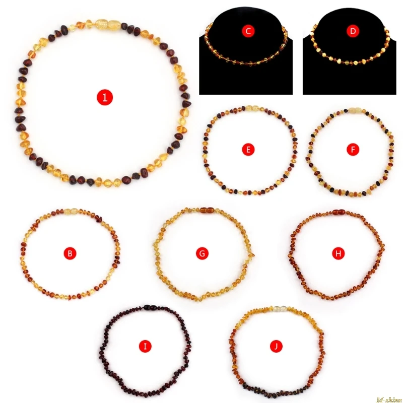 Детский браслет для прорезывания зубов из натурального янтаря в приморском стиле, ожерелье и ожерелье, Детские Бусы для прорезывания зубов A11_32