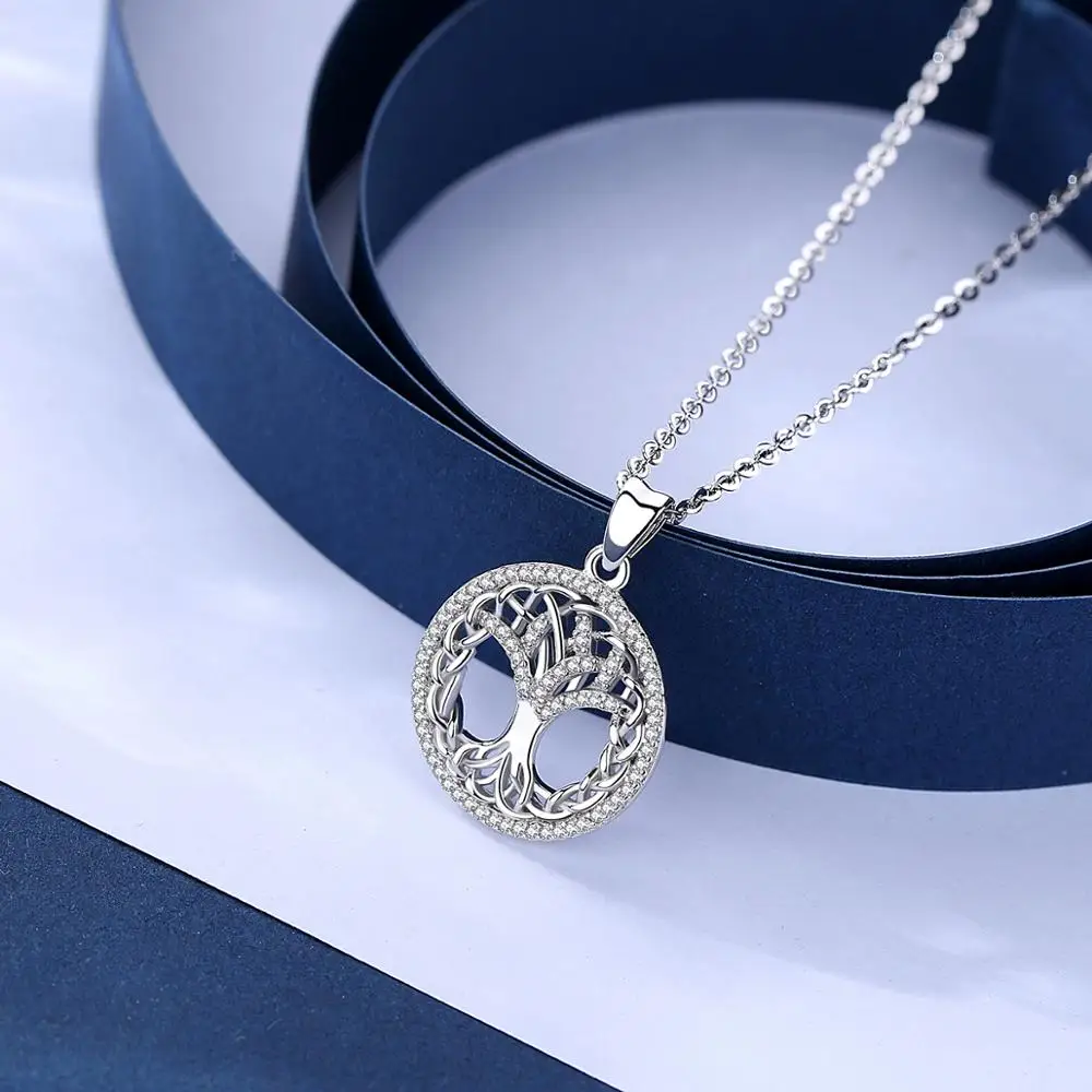 Юдора уникальное серебро дерево жизни Ожерелье Подвески удача кельтские узлы прозрачная Подвеска из фианита серебро 925 ювелирные изделия CYD425