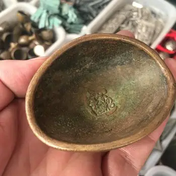 

Antique old China exquisite handmade decorative brass sculpture small bowl ornament free shipping