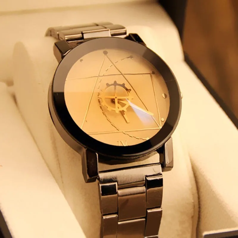 Новые роскошные часы модные Нержавеющая сталь часы для человека Аналоговые кварцевые наручные часы Уникальный мужские часы Лидер продаж ультра тонкие часы для мужчин большие часы для мужчин военные часы