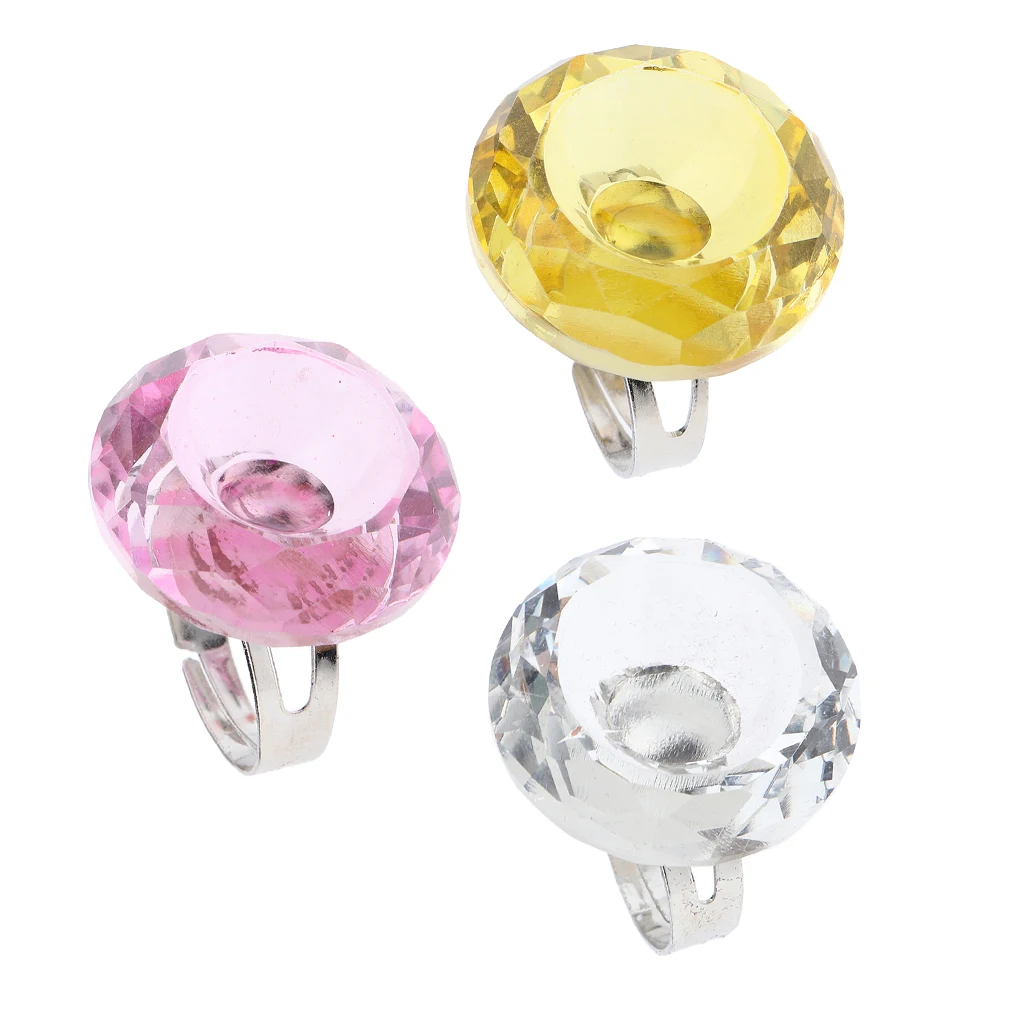 2-in-1 Crystal Ring Pigment Cups Adhesive Holders Lashes Extensions Beauty Tools, Pack of 3pcs