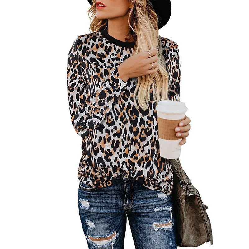 

yashangyi Fashion Leopard Print Women T-Shirt New Spring Autumn Long Sleeve Harajuku Crew Neck Tee Shirts Lady Hoody Tops Camisa