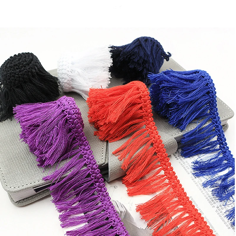 

1Meter Black Polyester Tassel White Fringe Lace Edge Trim Ribbon Fabric Applique Sewing Craft Curtain tablecloth DIY Material