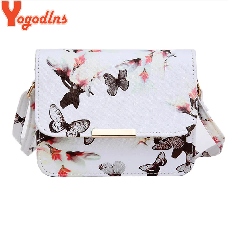 Yogodlns роскошные женские сумки дизайн маленькая Наплечная Женская сумочка цветок бабочка печатных PU кожа сумка на плечо ретро-Чехол