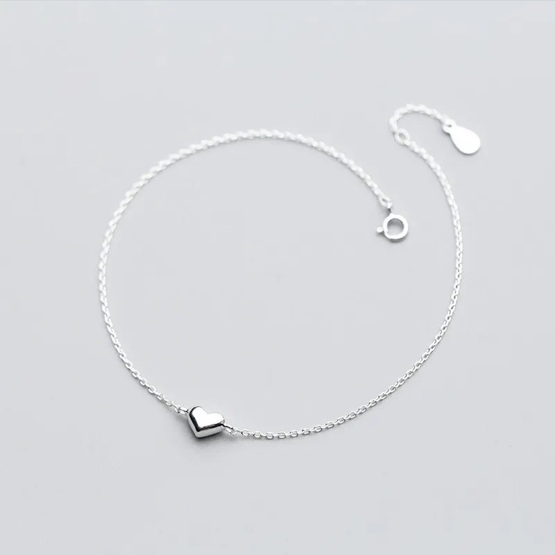 

Romantic Heart 925 Sterling Silver Charm Anklets for Women Beach S925 Ankle Bracelet Adjustable Chain Girls Lady Foot Jewelry