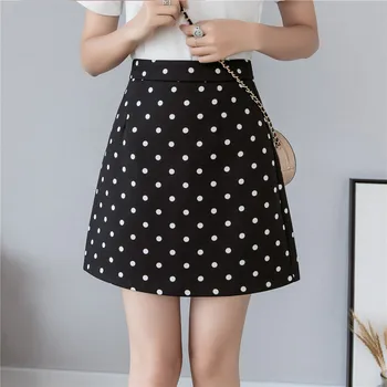 

2019 Summer New Fashion Polka Dot A-Line Mini Skirt Women Korean Chic High Waist Short Skirts Ladies Basic All-match Skirt
