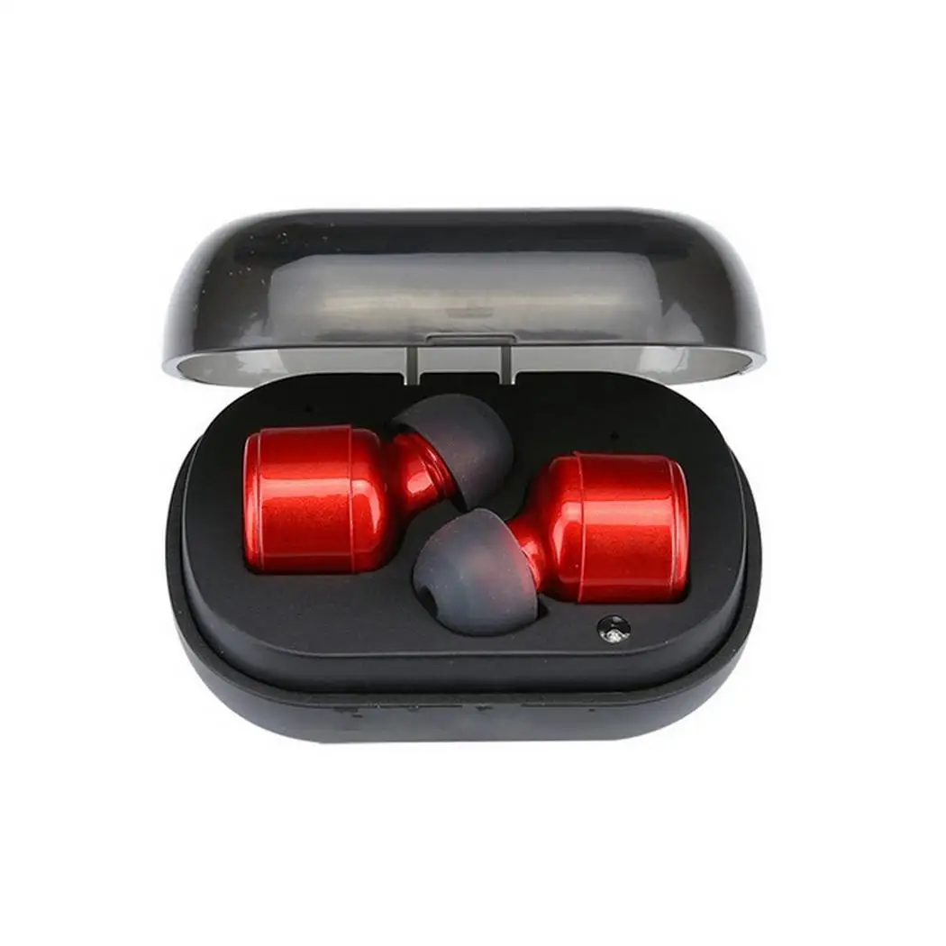 red Мини беспроводной Bluetooth стерео, бинауральный набор для ушей наушники 96dB 15 m с 32 зарядным боксом для спортзала, повседневный и т. д - Цвет: red