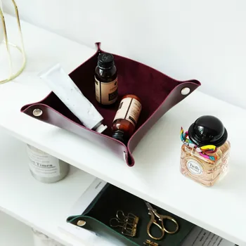 

DUNXDECO Home Office Storage Key Accessory Cotton Basket Table Organise Holder Modern Nordic Marble Green Burgundy Container Dec