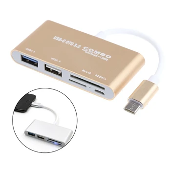 

5-In-1 USB-C 3.1 Type-C OTG USB 3.0 2.0 Hub SD/TF Card Reader Combo For Laptop