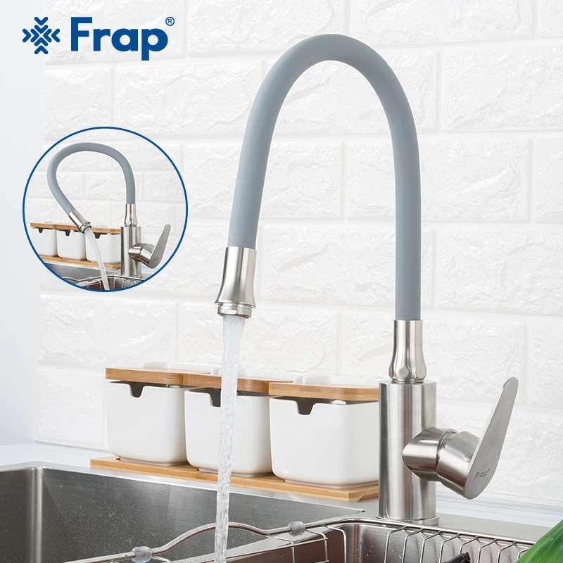 

FRAP Kitchen Faucet silica gel hosepipe flexible kitchen sink faucet mixer faucet water taps saving water stainless steel tap