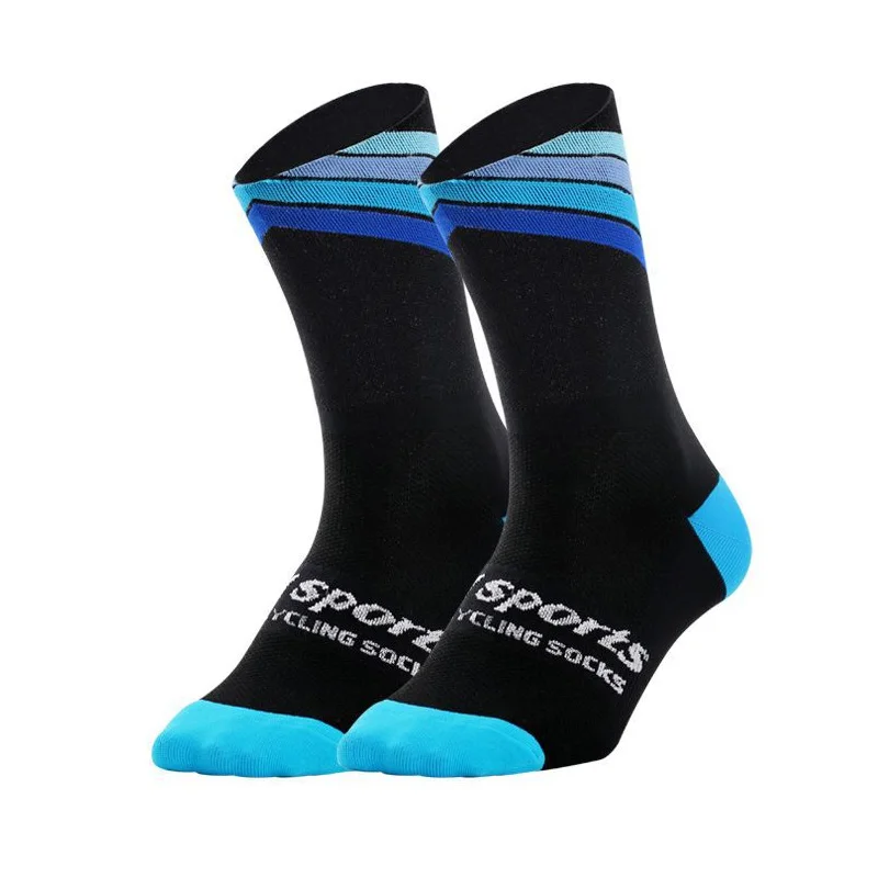 Носки для велоспорта на открытом воздухе, ветрозащитные, Coolmax, теплые, погодные, высокие носки, сумасшедшие, баскетбольные, беговые, спортивные, Defeet, спортивные носки - Цвет: Black Blue