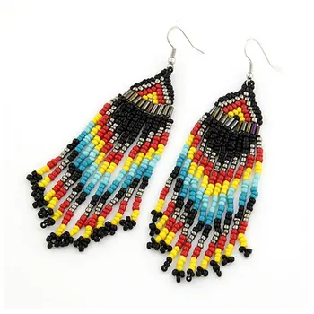 

Wholesale bohemian colorful beads earrings long drop earrings for women brinco factory price