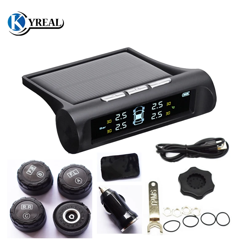 New Tpms Solar Power Auto Tire Pressure Monitor System Wireless Car Tyre Pressure Alarm System
