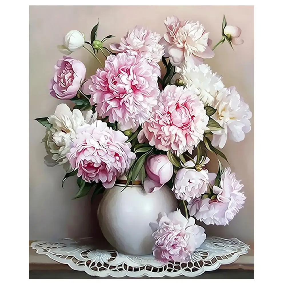 

CC DIY Painting By Numbers 40*50CM Pink Peony Pattern Digital Oil Painting DIY Hand Painted Home Decoration Wall Decoration