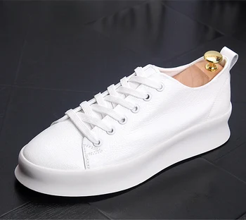 

Men's Genuine Leather Shoes Men Brand Footwear Non-slip Thick Sole Fashion Casual Sneakers Korean version of low-cut solid color