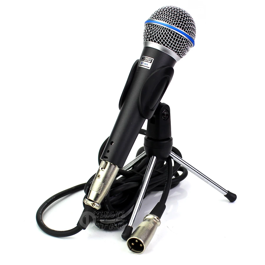 Bt58aプロフェッショナルハンドヘルドボーカルダイナミックマイクスタンドデスクトップマイクホルダー付きxlrオーディオケーブル用beta58a Djミキサーカラオケ マイクロフォン Aliexpress