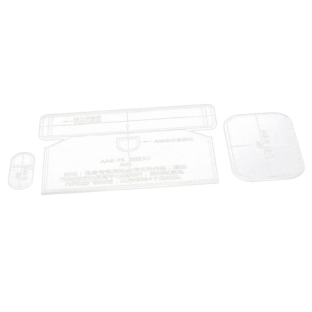 3Pc Acrylic Template Leather Wallet Purse Model Stencils for Beginners Leather Craft Tool