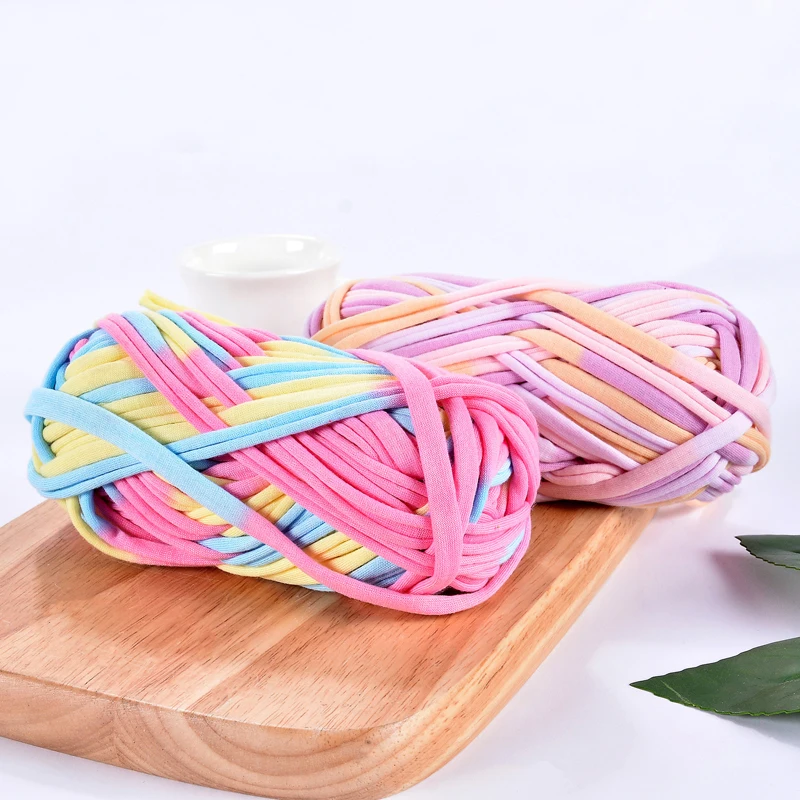 

100g/ball Width 2.4cm Thick Colorful Cloth Strip Yarn Hand Knitting Crochet Thread for DIY Handmade Carpet Basket Yarn