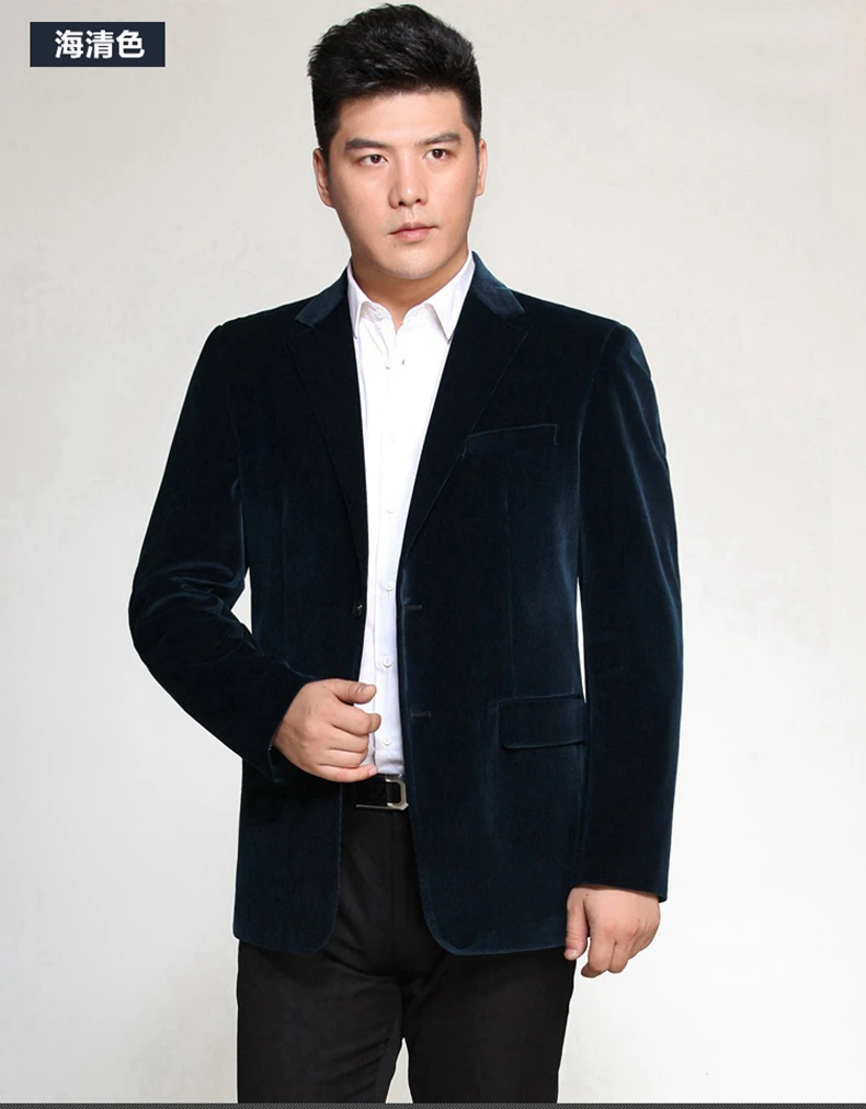 WAEOLSA Men Striped Velvet Blazers Elegant Plain Color Suit Coats Man Wool Blazer Hombre Corduroy Suit Jackets Red Navy Blue Uniform (9)