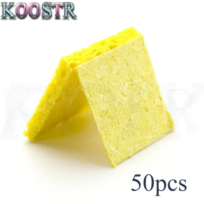 

4cm*6cm*4cm 50pcs High Temperature Enduring Condense Electric Welding Soldering Iron Cleaning Sponge YellowHot New Arri