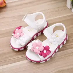 Сандалии для девочек Новинка 2019 г. принцесса обувь детские сандалии ученики летние туфли на плоской подошве размер 21-30