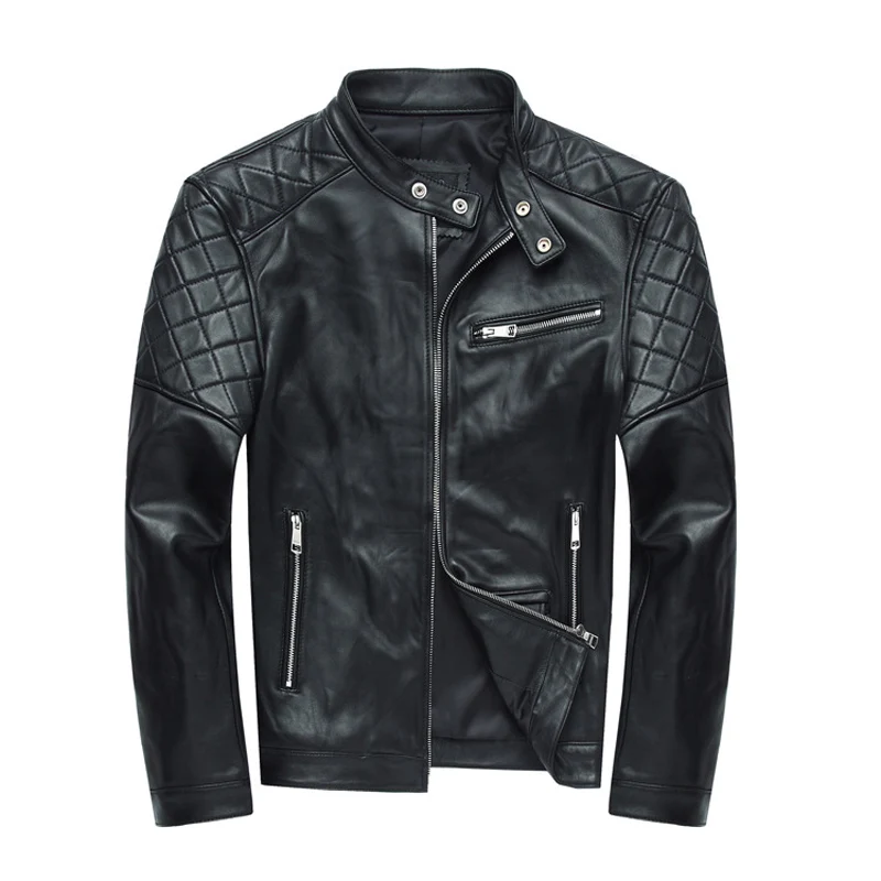 Free Shipping Men's Genuine Leather Jacket male Overcoat Sheepskin warm Coat padding Slim Fitting Real | Мужская одежда