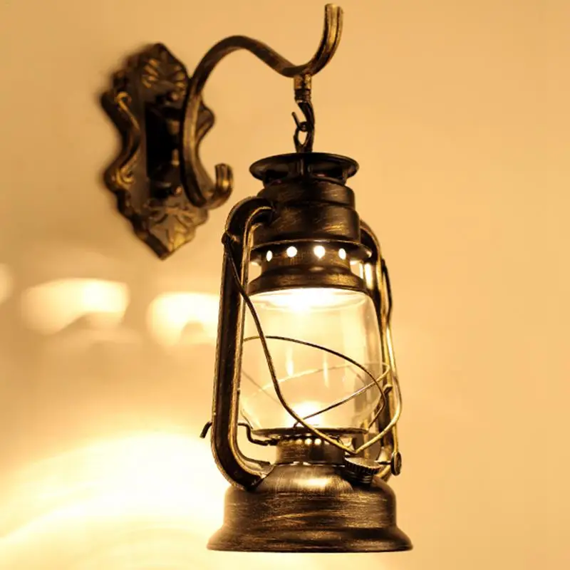 E27 Vintage Lantern Wall Mounted Antique Lamp Sconce Light For Bar Corridor Outdoor Garden Backyard Lamp bronze shade 40