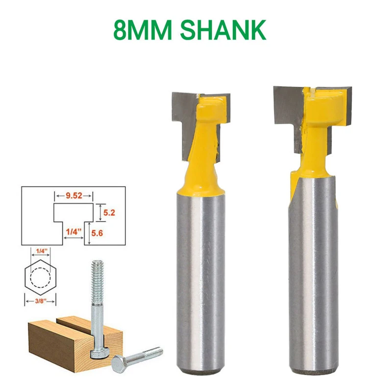 

T-type Keyhole Milling Cutter 8mm Shank Router Bits Woodworking Wood Cutter Milling Cutters Frame Hanging Wall Cutting Tools