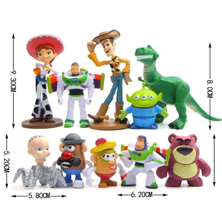 

10pcs/set Cartoon Toy Story WOODY Buzz Lightyear Jessie Rex Lotso Cute Dolls PVC Figure Model Toys Birthday Gift