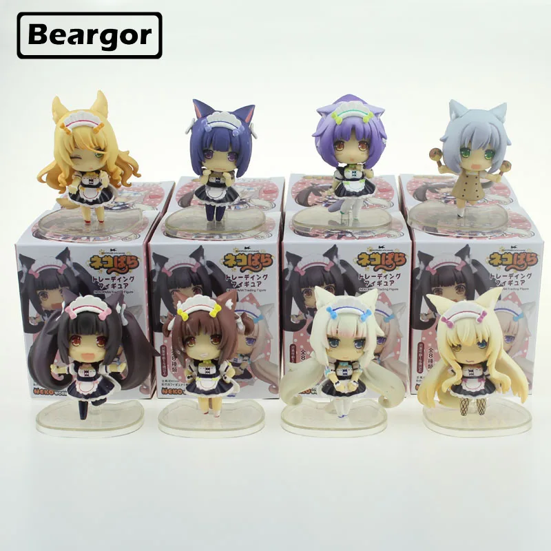 

8pcs Neko Para Nekopara Cats Paradise Trading Solid set Boxed Cute 6cm Mini PVC Anime Action Figure Model Doll Toys Gift