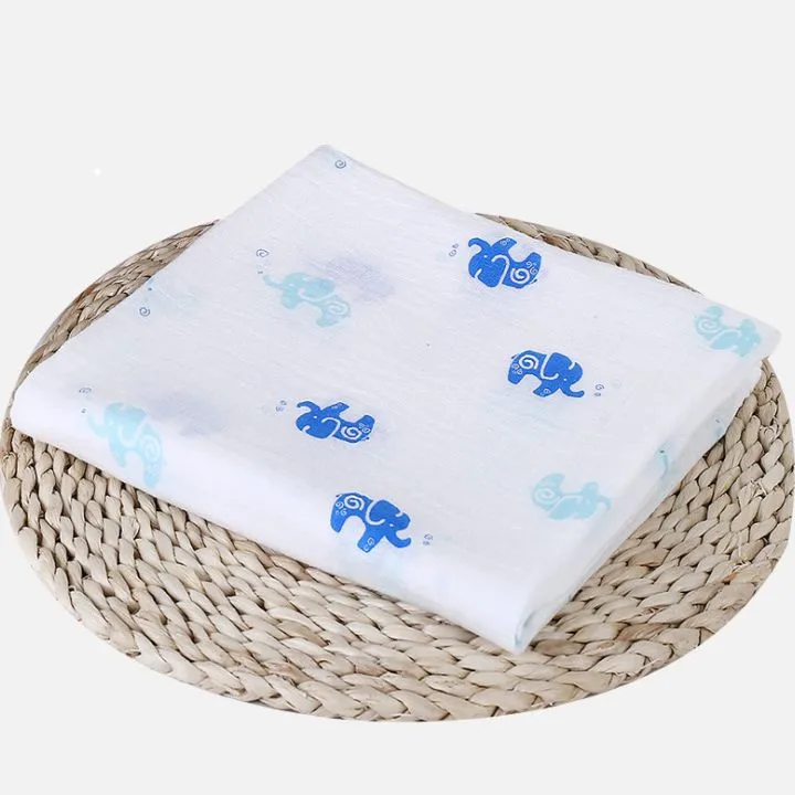 1 шт., муслин, хлопок, детские пеленки, мягкие одеяла для новорожденных, банные полотенца, марля, Детская накидка, спальный мешок, чехол для коляски, игровой коврик - Цвет: Blue Elephant