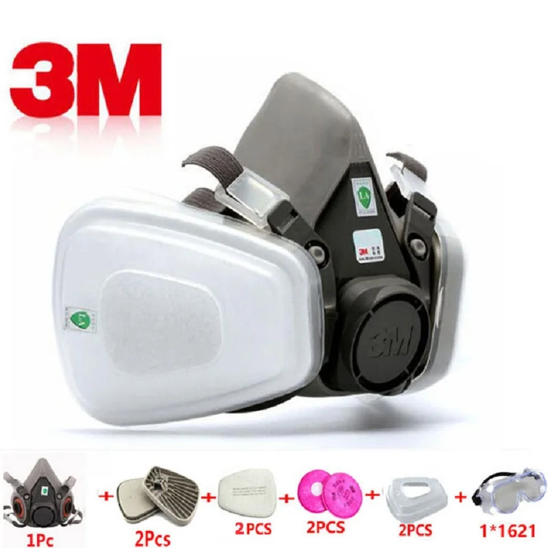 

10 in 1 3M 6200 Industrial Half Mask Spray Paint Protective Mask with 603/2091P100 Dustproof Anti-particle Protective Gas Mask