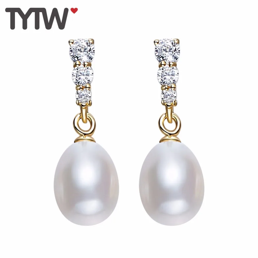 TYTW 925 Sterling Silver Whit Shell Pearl Fashion Earrings Women