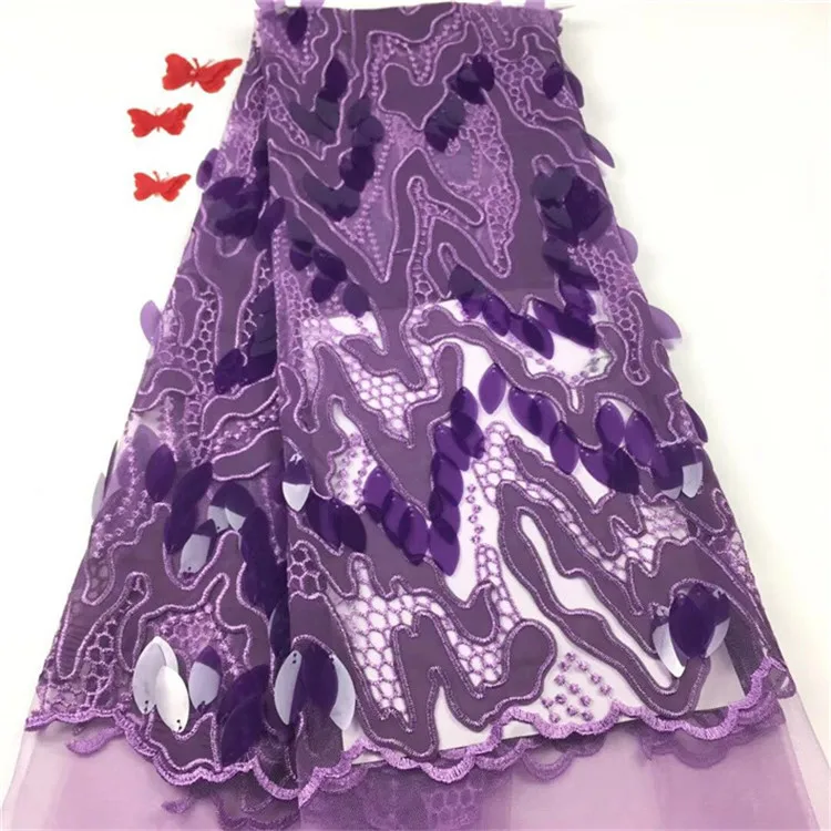 

2018 high quality sequence French Nigerian sequins net African tulle mesh sequence lace fabric for dress 5yards/lot (FJ-2-19