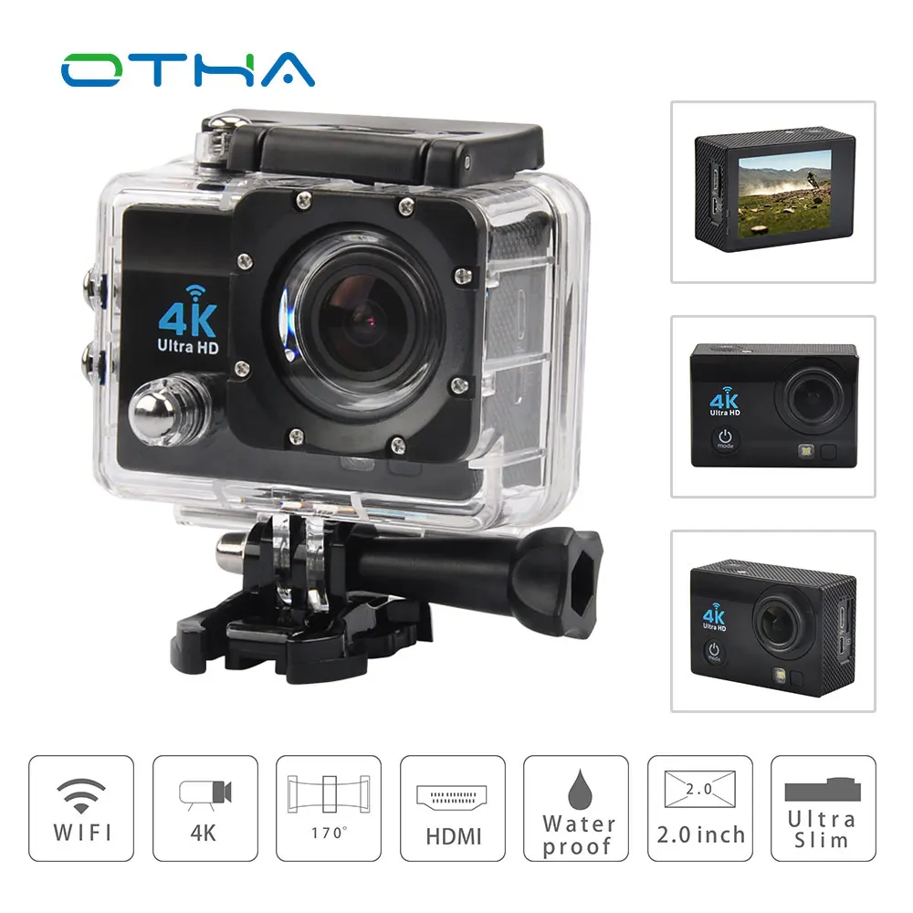 

OTHA 4K Action Camera Full HD1080@60FPS Sports Video Camera Wifi 30M Waterproof 2.0inch LCD Go Helmet Pro camera fotografica Cam