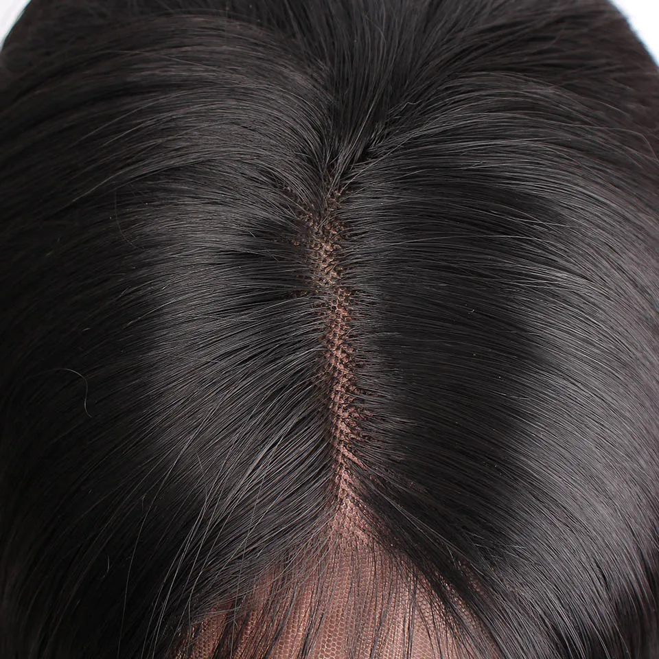  AISI HAIR Long Straight Mermaid Black Color Synthetic Lace Front Wigs Middle Part with baby hair He
