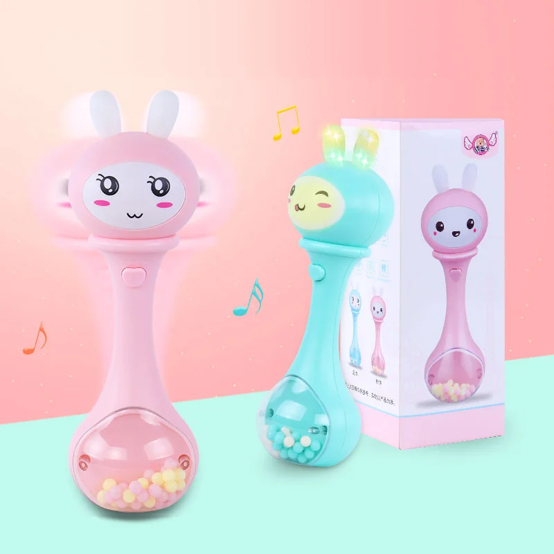 

Music Sound Light Shaking Toys Baby Cute Cartoon Teether Hand Bells Rattles Newborn Infant Early Educational toys