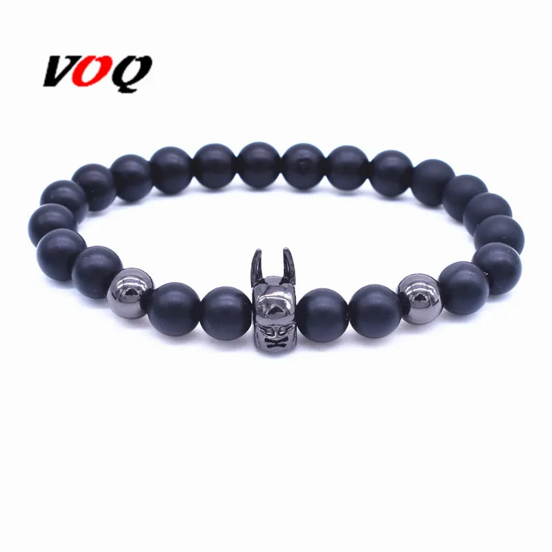 

The Film Super Hero Batman Bracelet Balck-color 8mm Natural Stone Beads Bracelet Men Jewelry Armband Heren D41