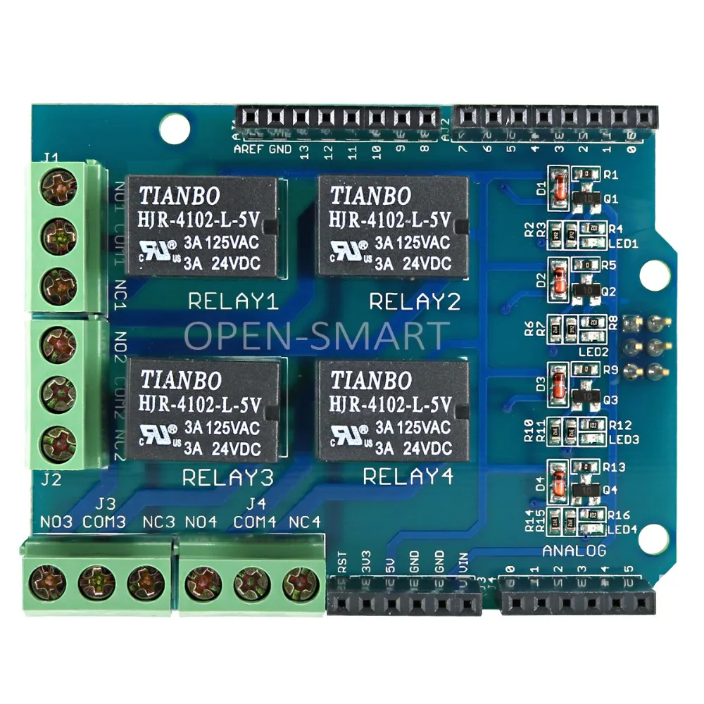 Реле Щит 5 В 4-реле канала расширение Доска модуль для Arduino Shield