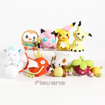

Anime Cartoon Jigglypuff Rowlet Vulpix Mimikyu Cubone Magikarp Bounsweet Mini PVC Figures Toys 8pcs/set