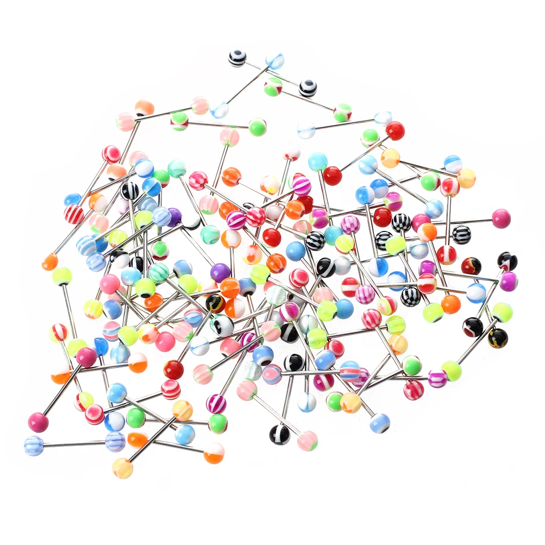 

100X 316L STEEL MULTICOLOR BARBELL TONGUE PIERCING